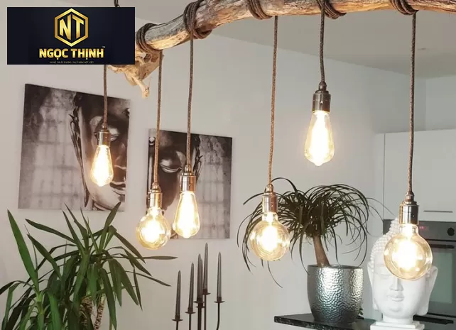 ĐÈN TREO TRẦN TRANG TRÍ BẰNG GỖ CHO QUÁN CAFE - ĐTT01